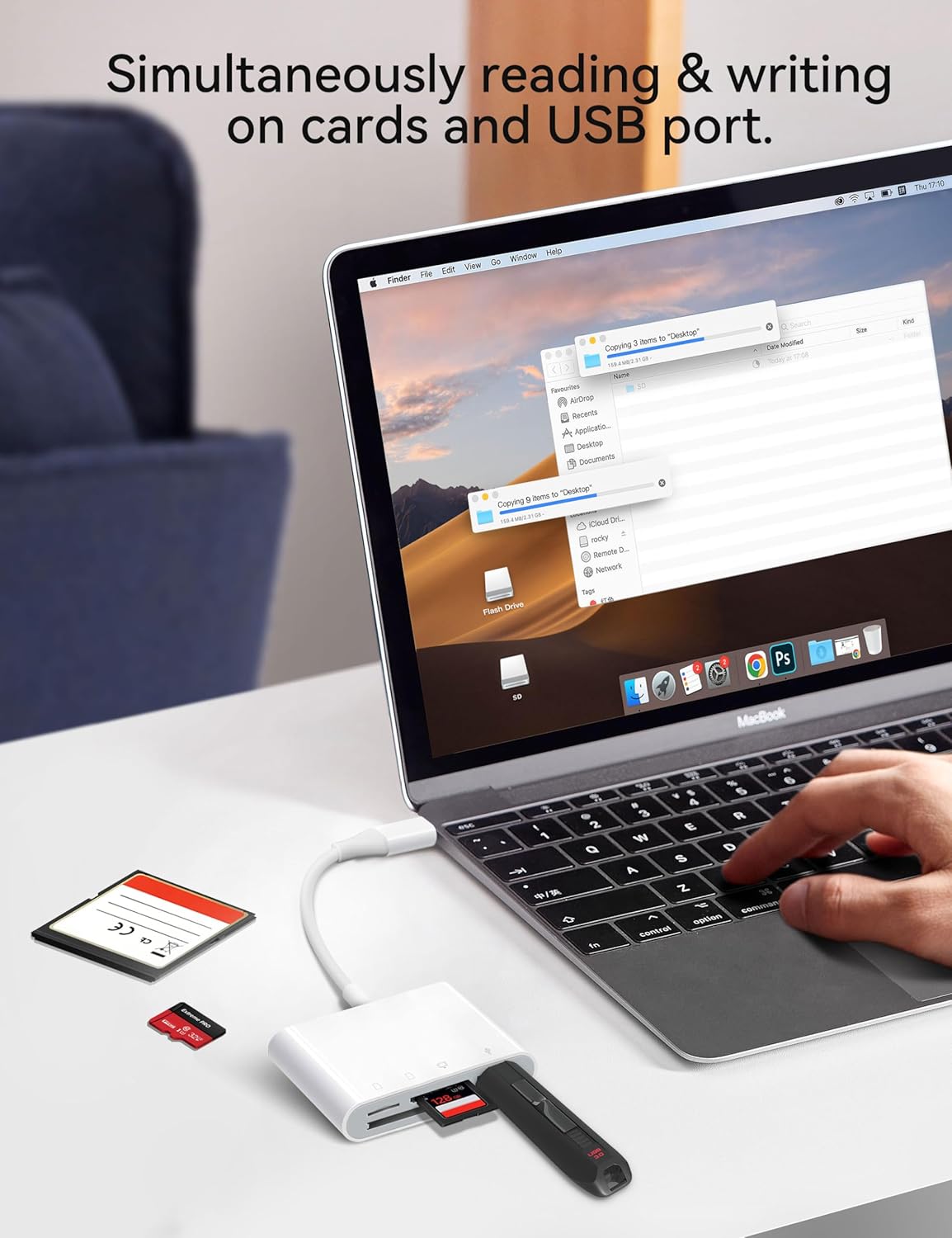 Lector de tarjetas SD USB C, adaptador de tarjeta de memoria USB-C a SD 4 en 1 con CompactFlashCFSDMicroSD y puerto USB 4 compatible con iPhone 15,