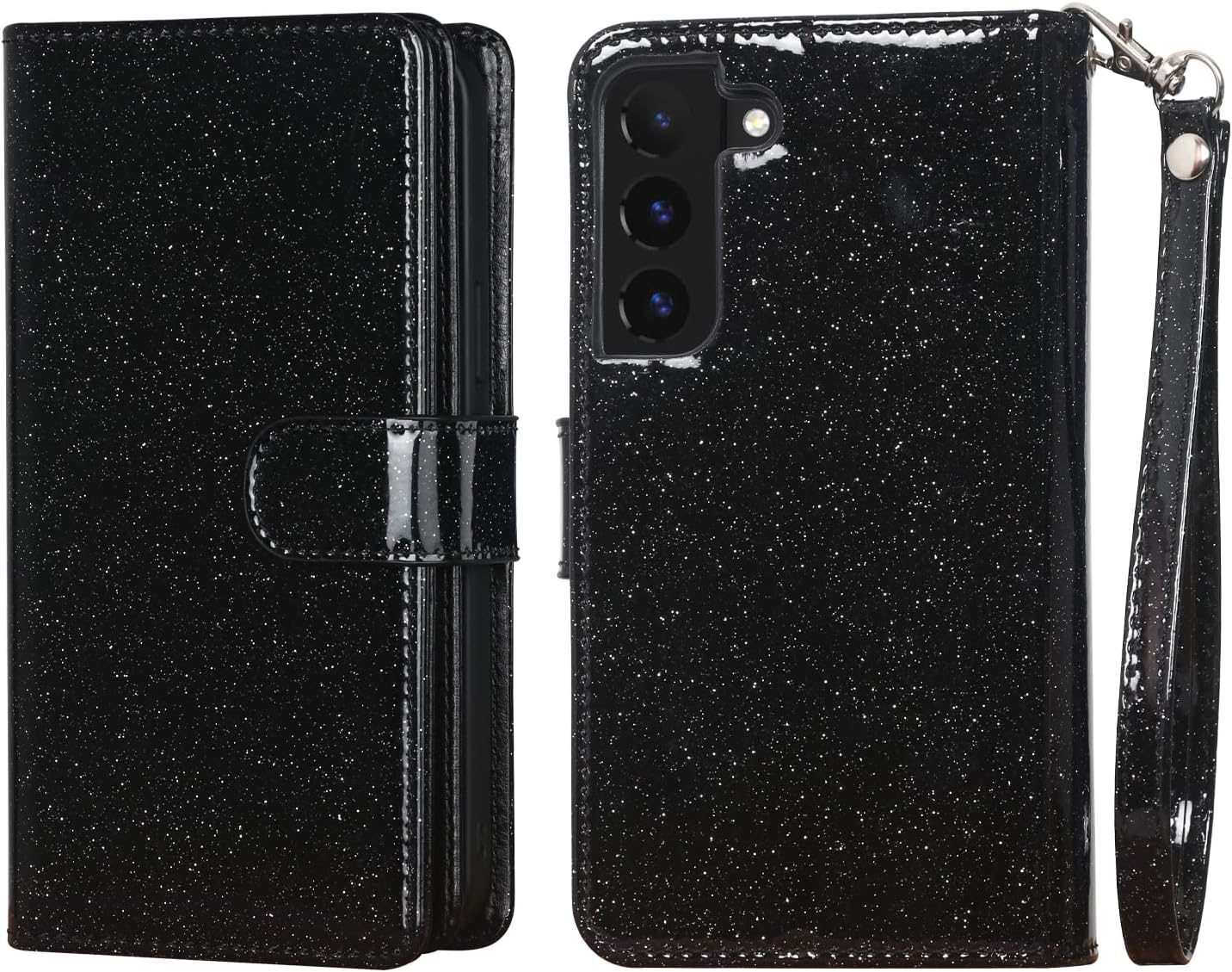 Varikke Funda para Samsung Galaxy S22, cartera magnética desmontable con tapa para Galaxy S22 con tarjetero y soporte y muñequera de piel sintética