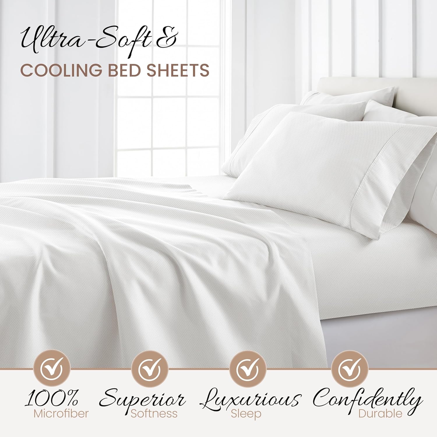 Linen Market Juego de sábanas de tamaño King de 4 piezas (estampado moteado, color gris), duerme mejor que nunca, ultrasuaves y refrescantes, gran
