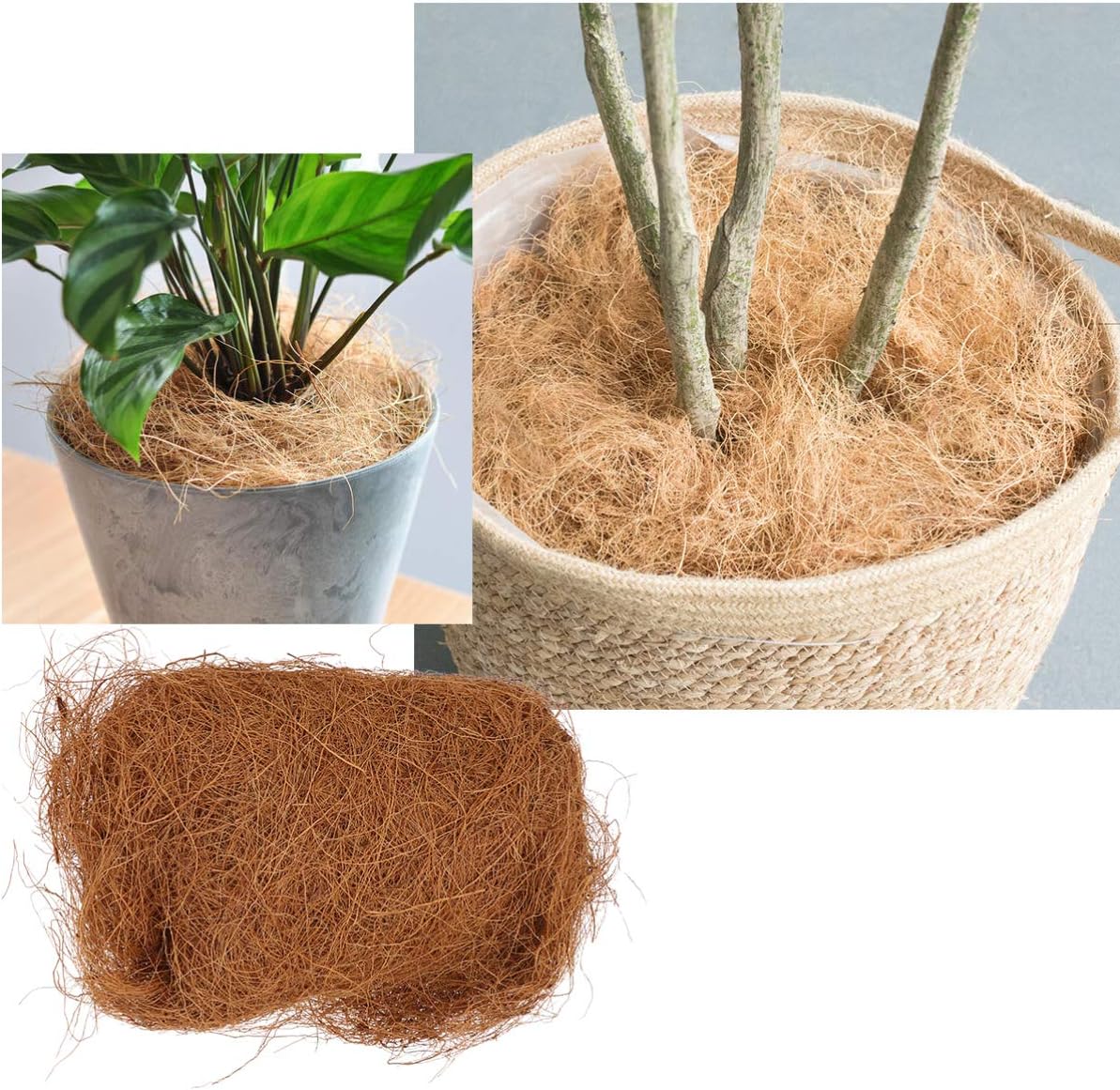 Cabilock Natural Coco Liners – Tapete de fibra de coco y coco, cesta de coco para bricolaje, cesta de flores, verduras, red para pájaros, 5.9 in,