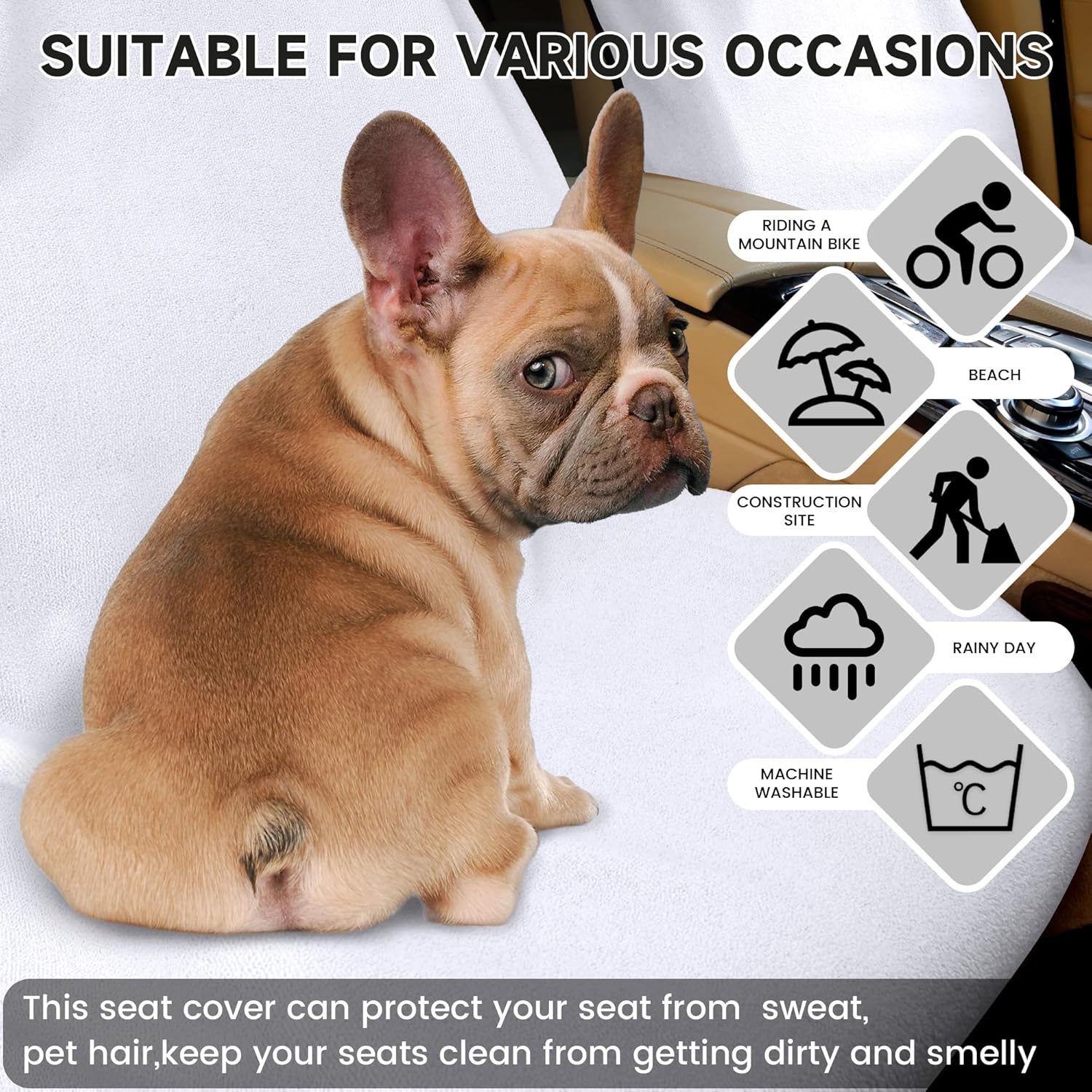 AOTOTON – Juego de 1 funda impermeable para asiento de automóvil, ajuste universal para la mayoría de camiones, SUV, fitness, atletas, mascotas,