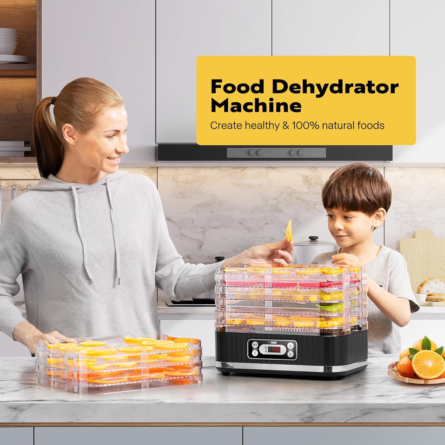 VIVOHOME Deshidratador de alimentos, máquina hidráulica de 8 bandejas con temporizador digital de 72 horas y control de temperatura para frutas,