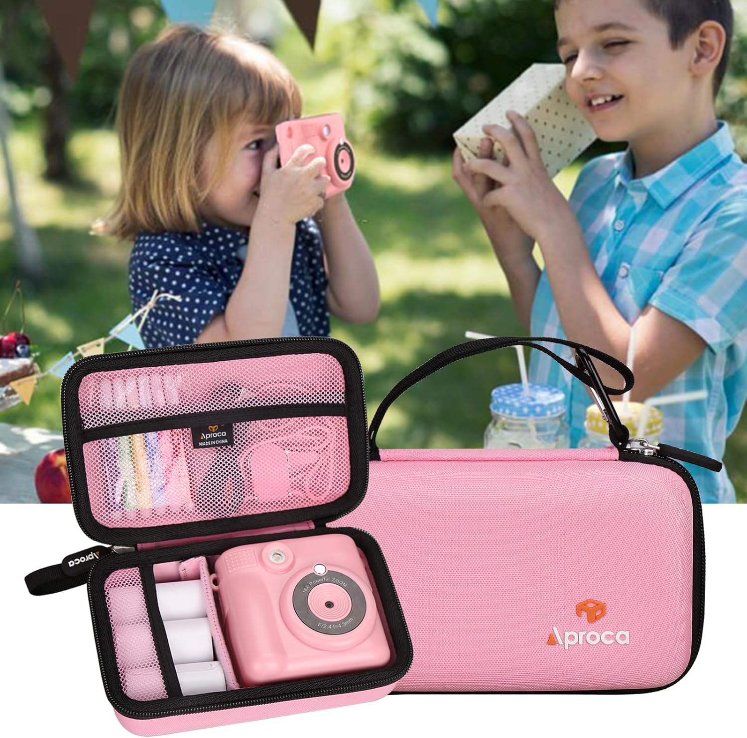 Aproca Funda protectora de almacenamiento de viaje duro rosa, para cámara de impresión instantánea ESOXOFFORE y accesorios