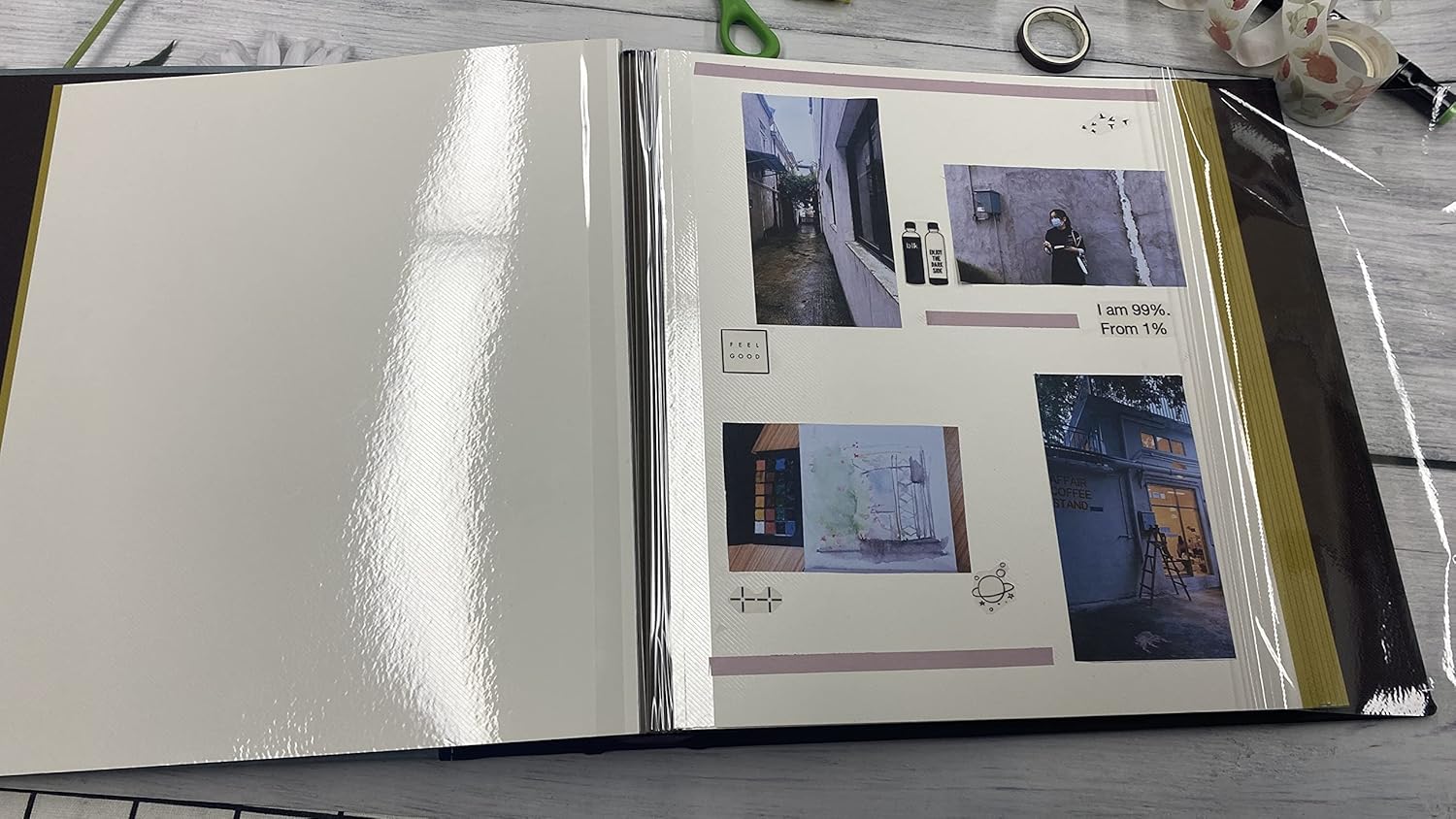 LOADWRITE Álbum de fotos de página autoadhesiva magnético, álbum familiar grande, cubierta de cuero, 40 páginas20 hojas autoadhesivas, álbumes de