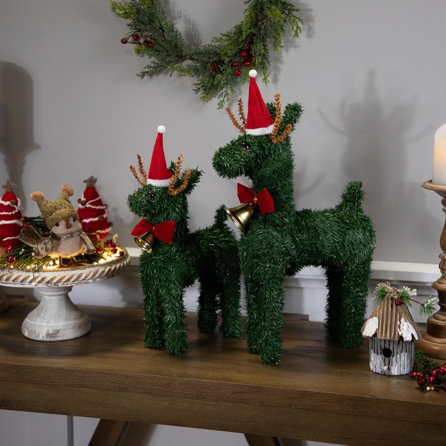 Northlight Decoración navideña de pino artificial de 16 pulgadas con campana