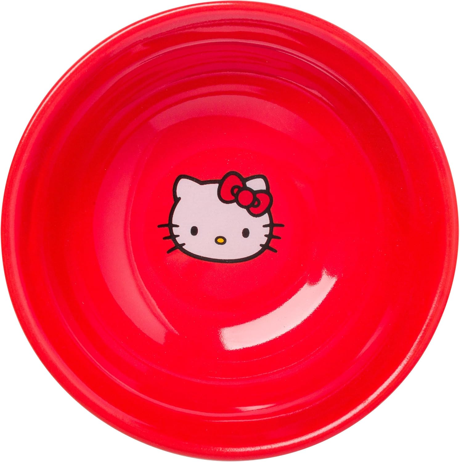 Silver Buffalo Sanrio Hello Kitty – Juego de sushi de cerámica con lazo rojo y blanco con plato de salsa y palillos a juego