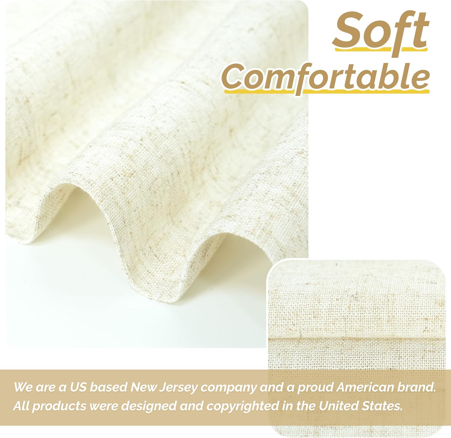 DriftAway Cortinas plisadas de lino semitransparente con textura de casa de campo sólidas y rústicas, 2 paneles de 50 pulgadas de ancho por 120
