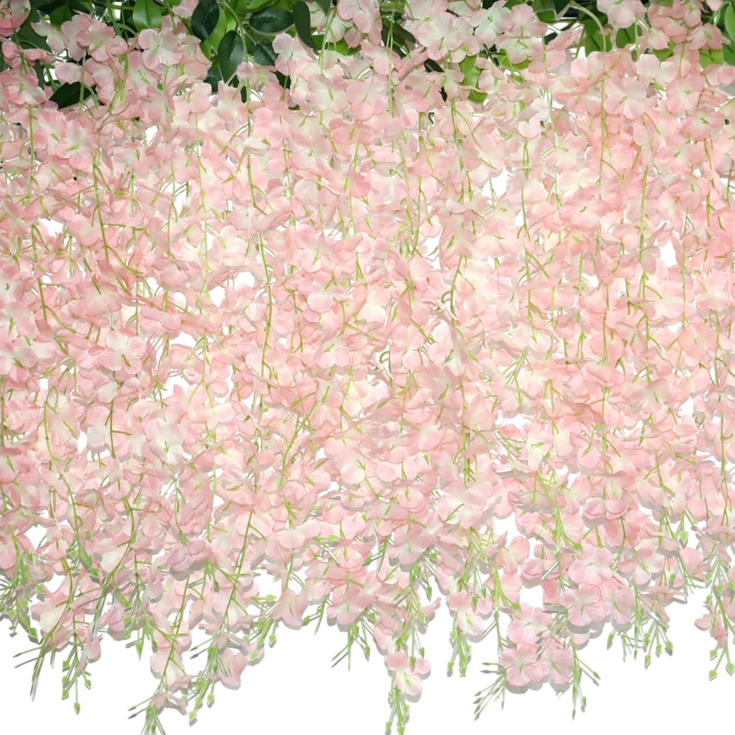 ZINHO Flores colgantes de glicinia, 60 ramas, guirnalda de flores de glicina rosa para decoración de boda, recepción, arco al aire libre, fiesta,