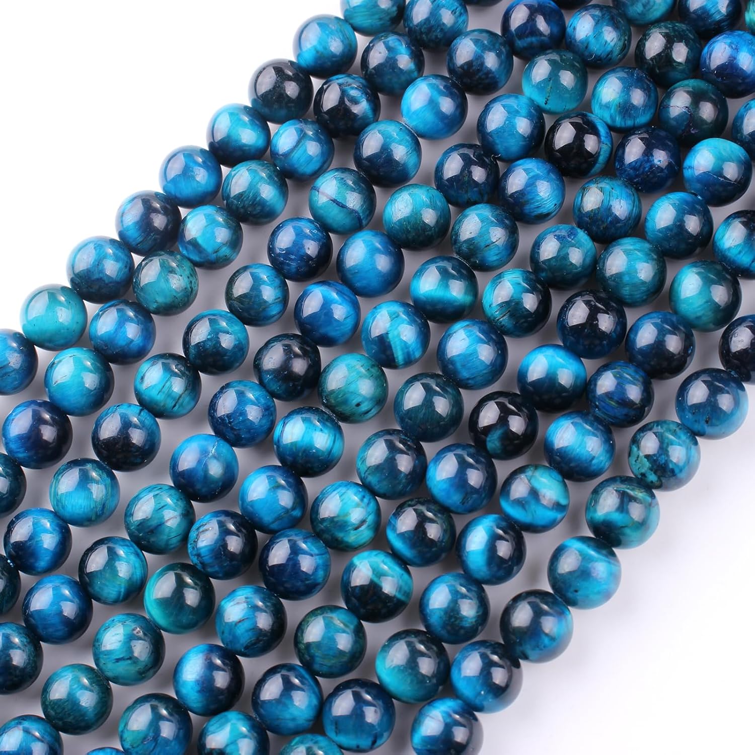Cuentas sueltas de ojo de tigre redondas, suaves y curativas, piedra energética para fabricación de joyas, 1 hebra de 15 pulgadas (ojo de tigre