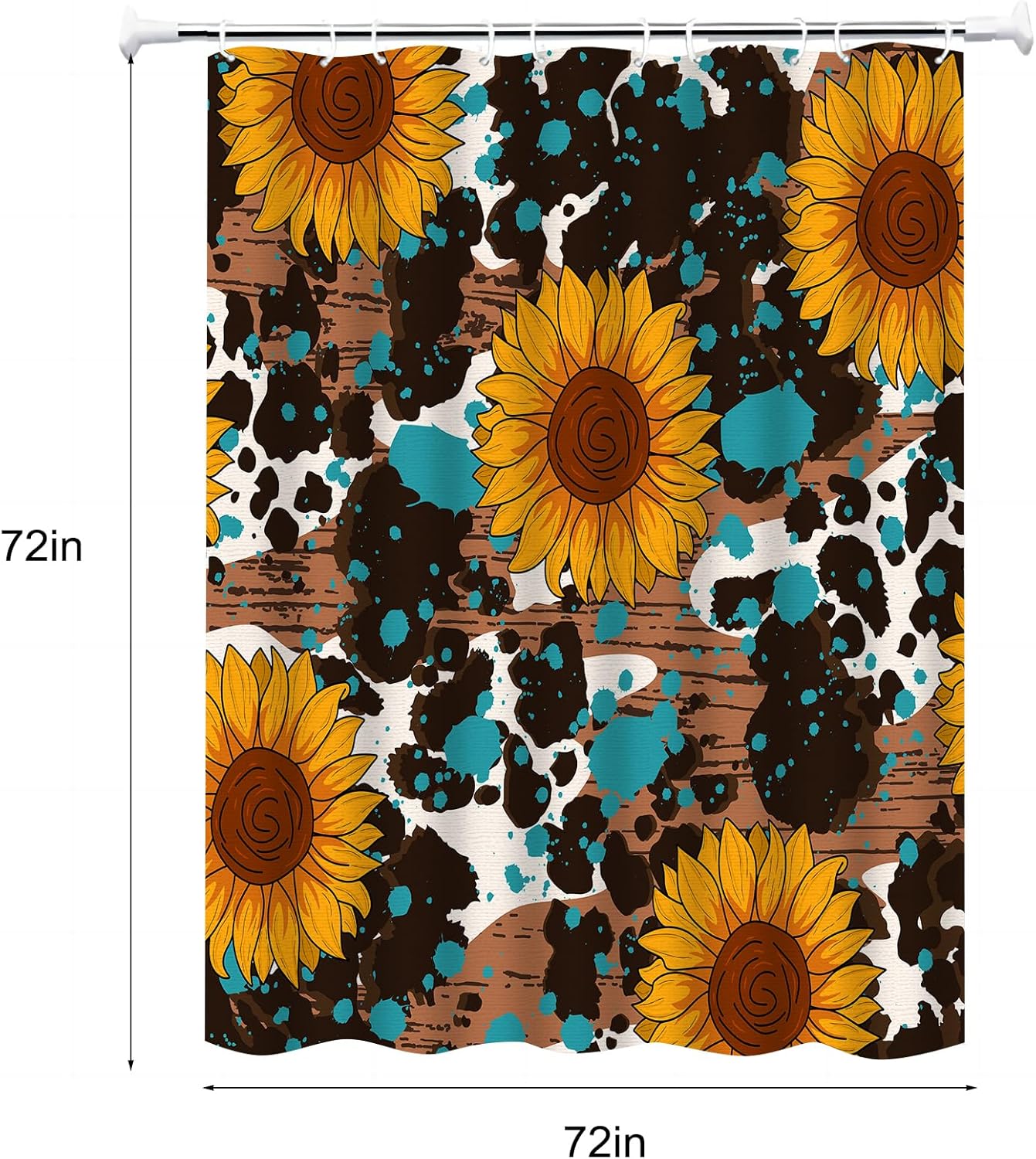 Cortina de ducha de girasol amarillo con 12 ganchos, cortina de baño decorativa de tela floral impermeable para verano, decoración de baño con