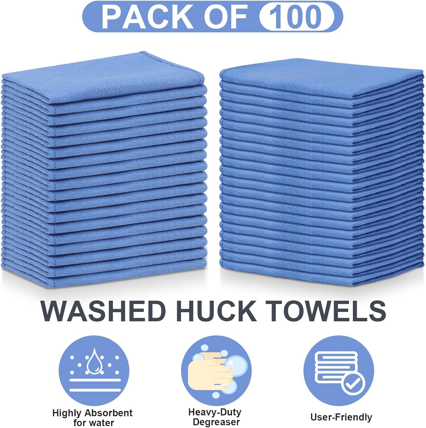 Toulite 100 toallas quirúrgicas azules a granel de 24 x 17 pulgadas, toallas de algodón para limpieza de tiendas, trapos azules, toallas absorbentes