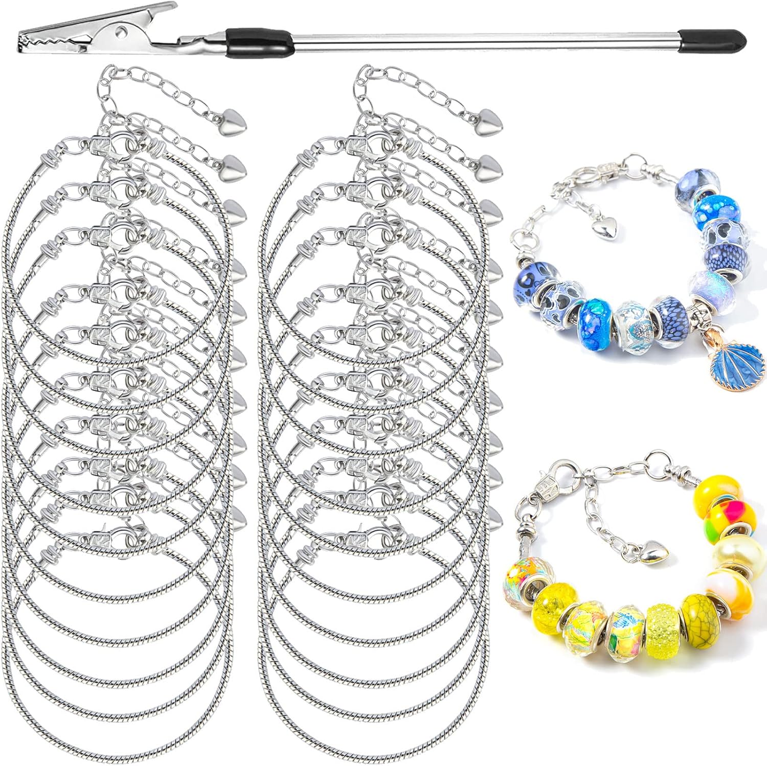20 pulseras de cadena de serpiente de 6.3 pulgadas para hacer joyas, pulseras ajustables con dije de serpiente, cadenas con pulsera auxiliar, cadena