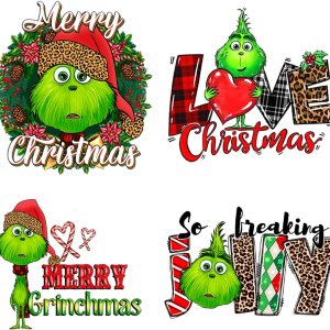 Parches de transferencia para planchar de Navidad 4 calcomanías de invierno para planchar en Navidad, diseño navideño, lindas calcomanías de vinilo Parches de transferencia para planchar de Navidad 4 calcomanías de invierno para planchar en Navidad, diseño navideño, lindas calcomanías de vinilo