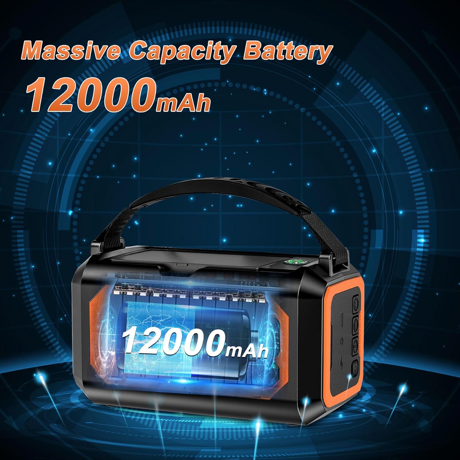 Radio de emergencia con manivela de 12000 mAh, radio meteorológica AMFMNOAA, radio de emergencia, radio solar multifuncional, 2 paneles solares,