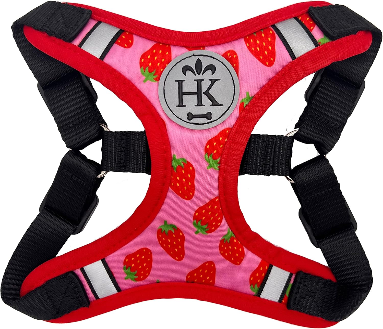Huxley & Kent Scout LoPro Arnés  Fresa (extra pequeño, 4-8 libras)  Arnés de malla fácil de controlar para perros con tiras reflectantes para