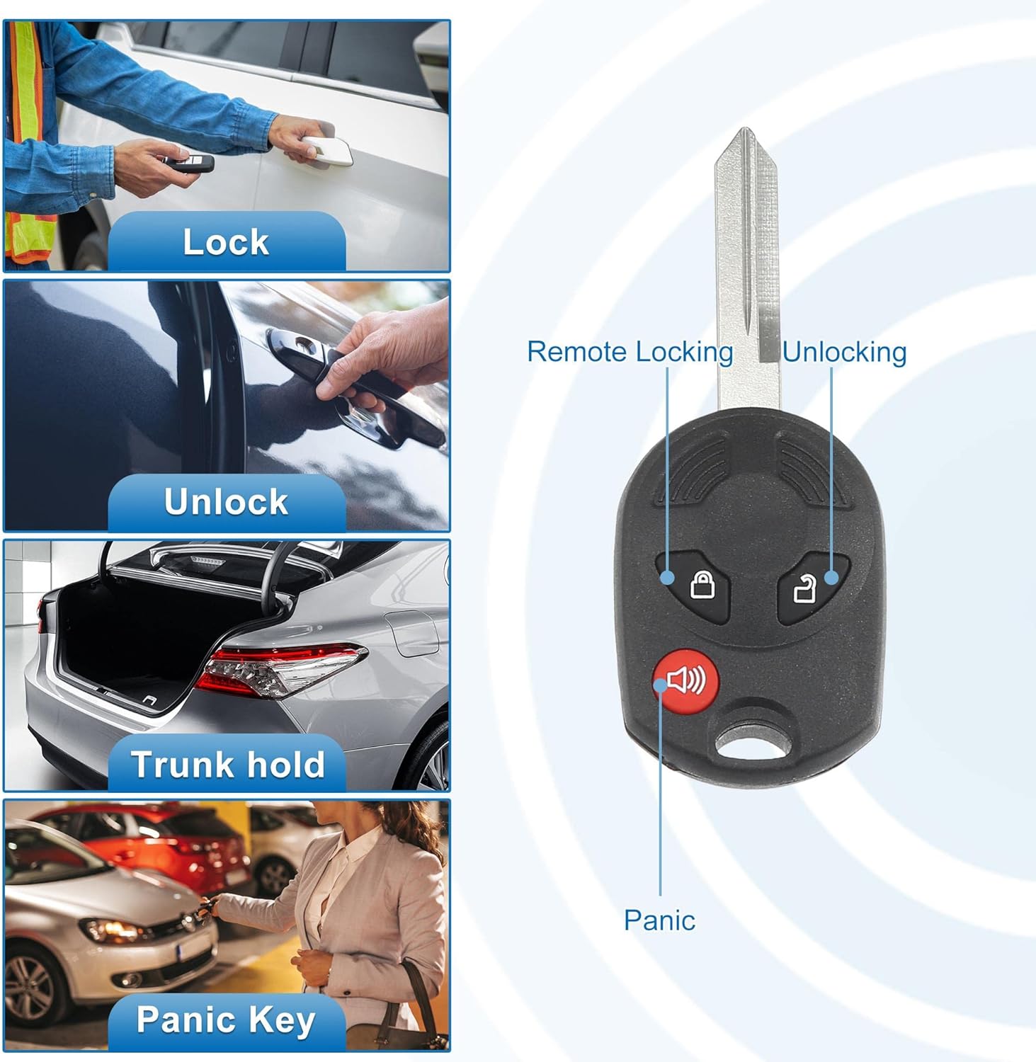 X AUTOHAUX 3 botones de entrada sin llave de coche control remoto llavero de proximidad inteligente OUCD6000022 para Ford Taurus X 2008-2009 315MHz