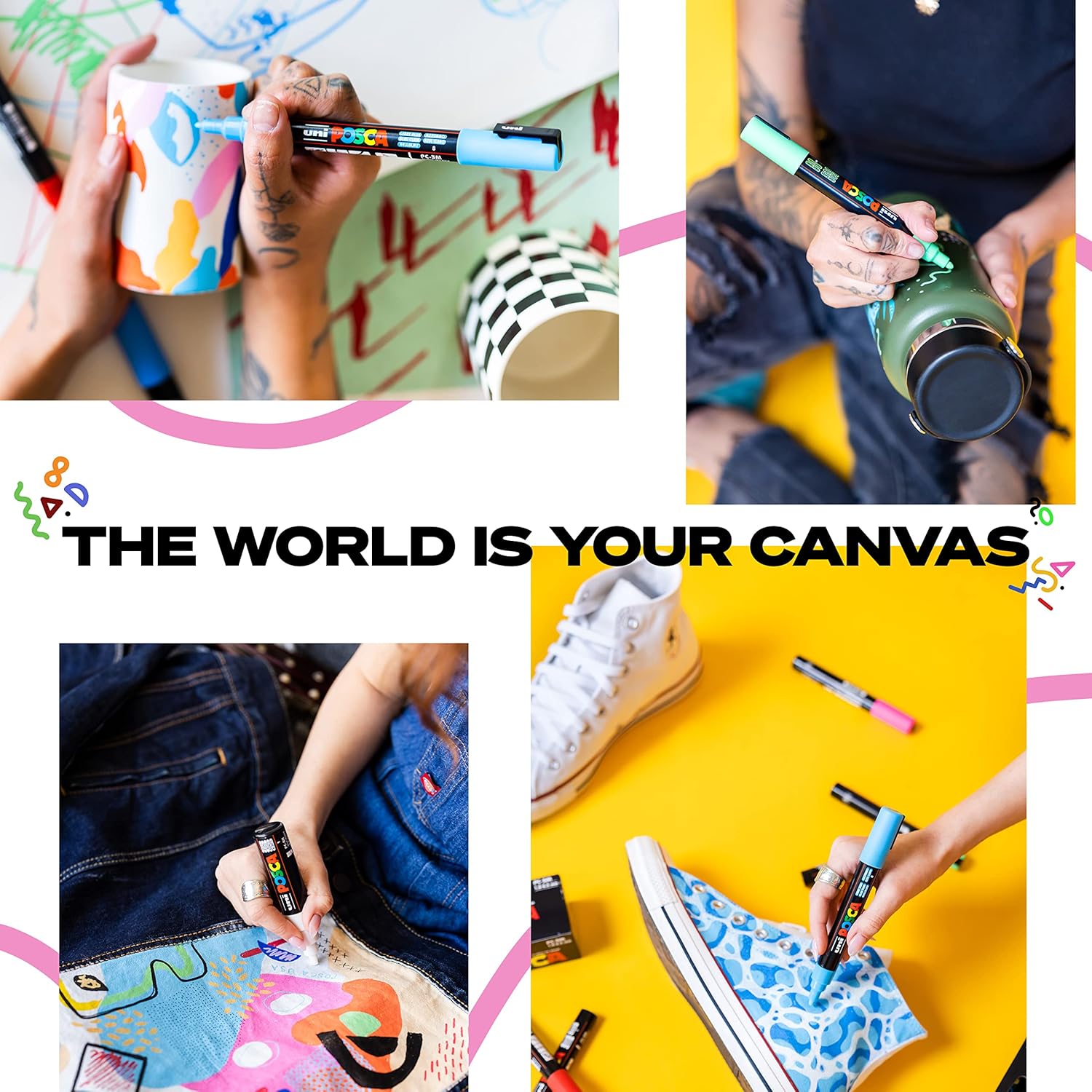 Posca – Rotulador de 3.3 ft en rojo, bolígrafos Posca para suministros de arte, suministros escolares, arte rupestre, pintura de tela, marcadores de