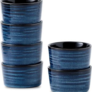 Juego de 6 moldes de cerámica para soufflé de 4 onzas, mini cuencos para hornear para cocina, tazas de salsa de porcelana para creme brulee, pudín, Juego de 6 moldes de cerámica para soufflé de 4 onzas, mini cuencos para hornear para cocina, tazas de salsa de porcelana para creme brulee, pudín,