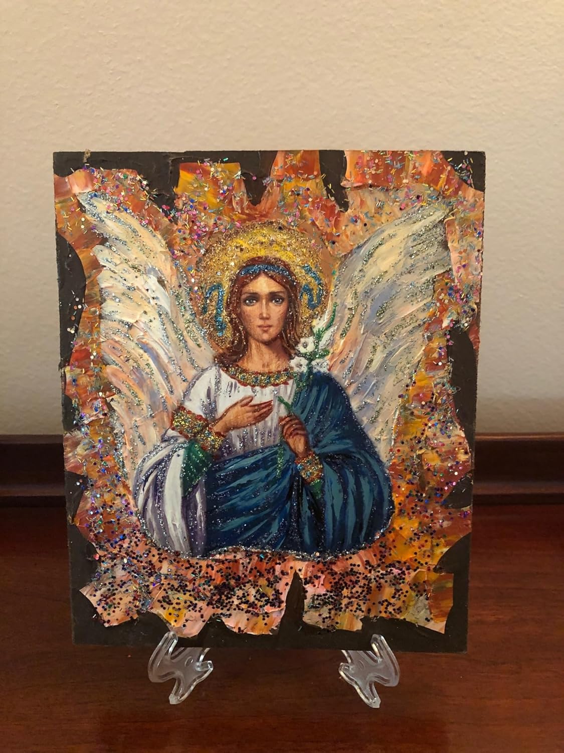 “Archangel Gabriel” 7x 5,5 Collectible, Hand-Painted Icon On Wood Panel – Alexander and Vera Antanenka, with Certificate Of Authenticity