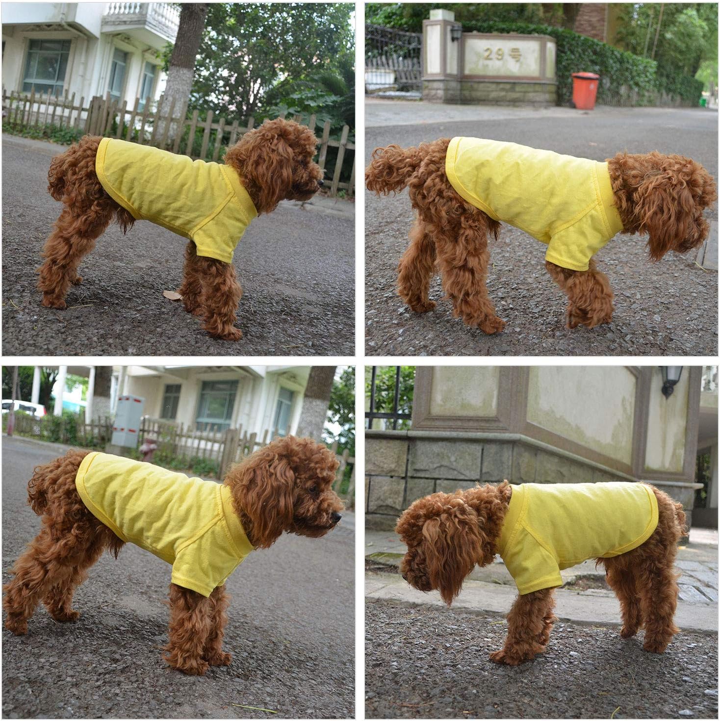 Lovelonglong 2019 – Ropa para mascotas, Disfraces para Perro, Ropa Camisetas en blanco para Perros Grande Medianos Pequeños 100% Algodón 18 Colores,