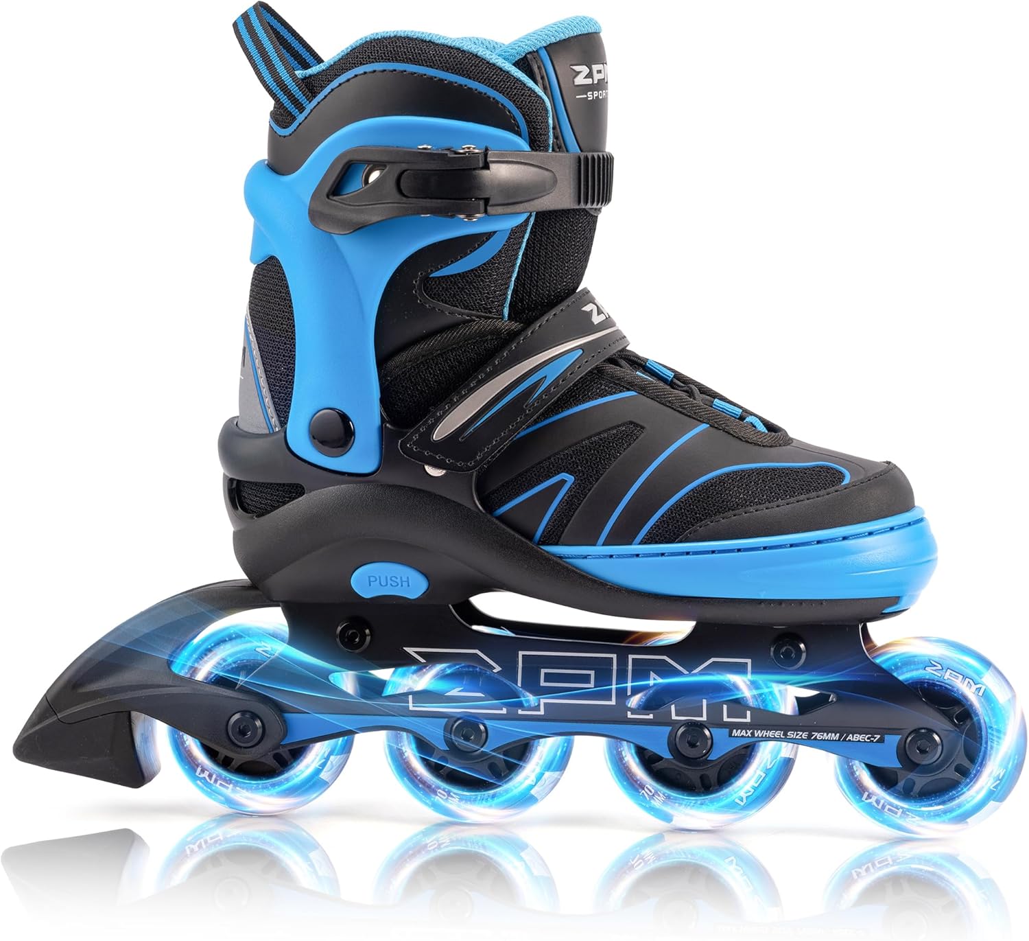 2PM SPORTS Patines en línea ajustables para niños de 4 a 12 años, patines Inlie para niñas y niños de 5 a 8 a 12 años con ruedas de luz completa,