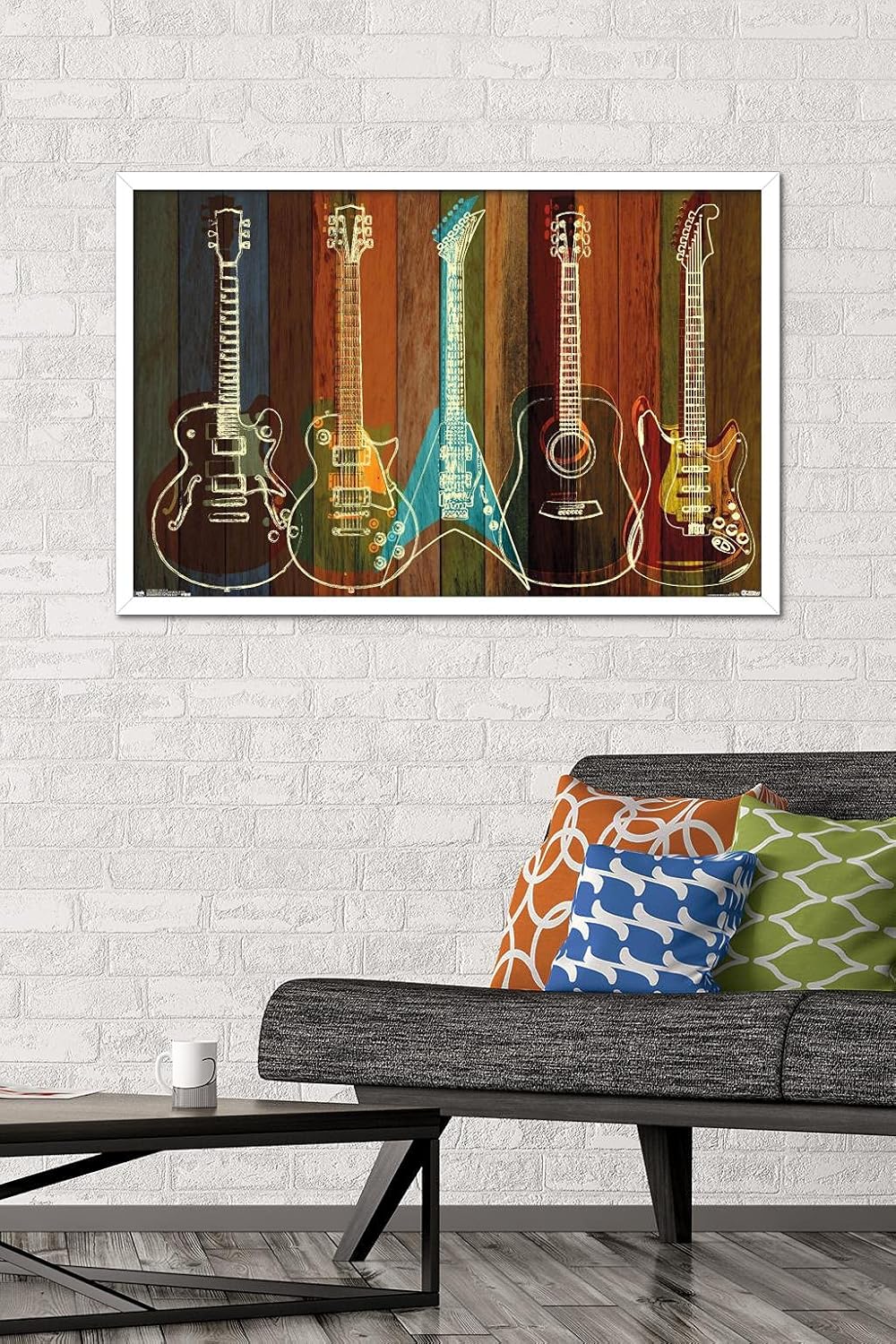 Trends International Póster de pared de guitarras para pared, 22.375 x 34 pulgadas, versión enmarcada en blanco