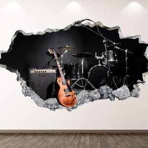 Calcomanía de pared de guitarra, decoración artística en 3D, banda de música, mural, regalo personalizado BL128 (50 pulgadas de ancho x 30 pulgadas Calcomanía de pared de guitarra, decoración artística en 3D, banda de música, mural, regalo personalizado BL128 (50 pulgadas de ancho x 30 pulgadas