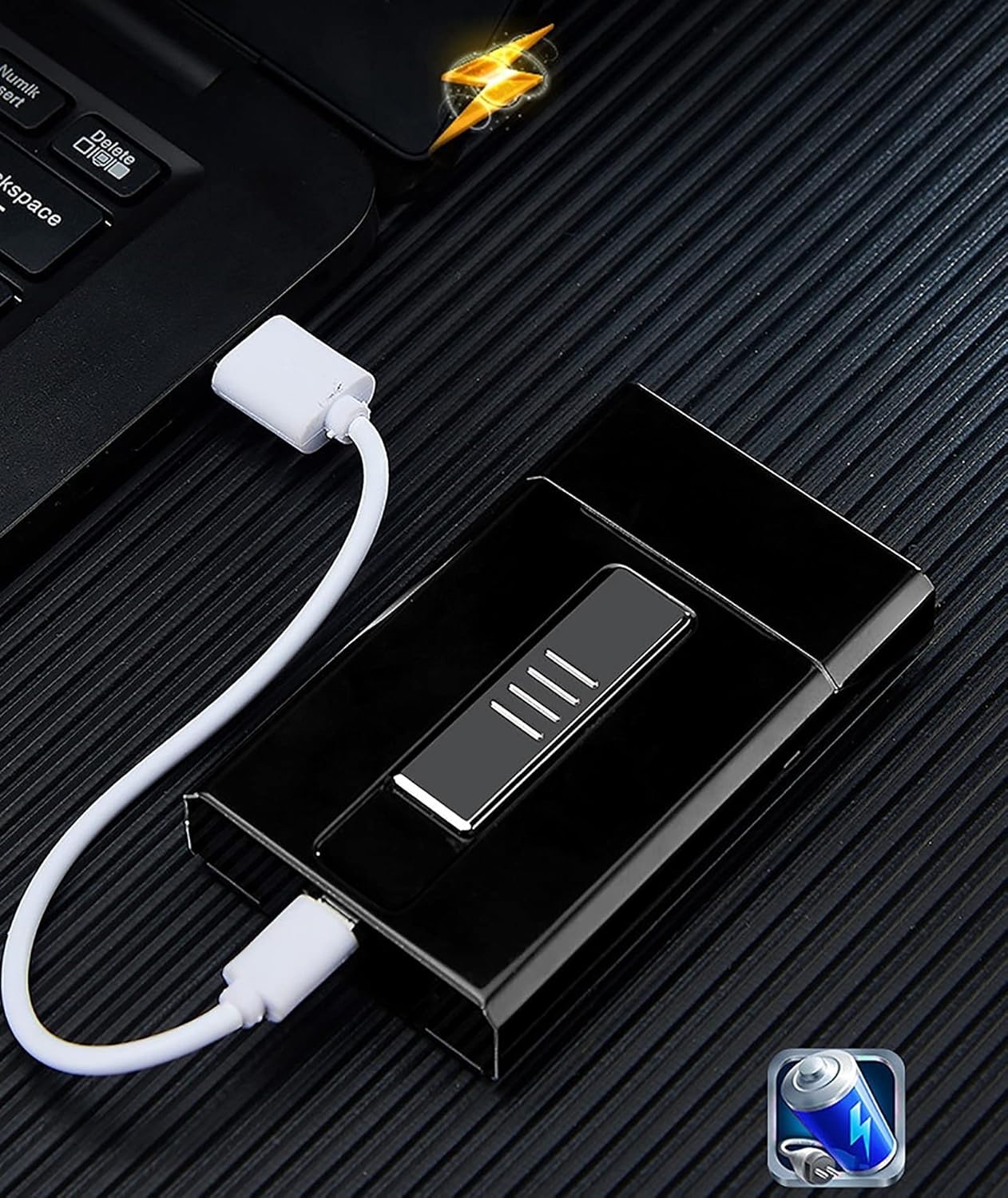 Estuche de cigarrillos 2 en 1 con encendedor eléctrico recargable por USB, paquete de 20 cigarrillos de 3.93 pulgadas, con encendedores sin llama a
