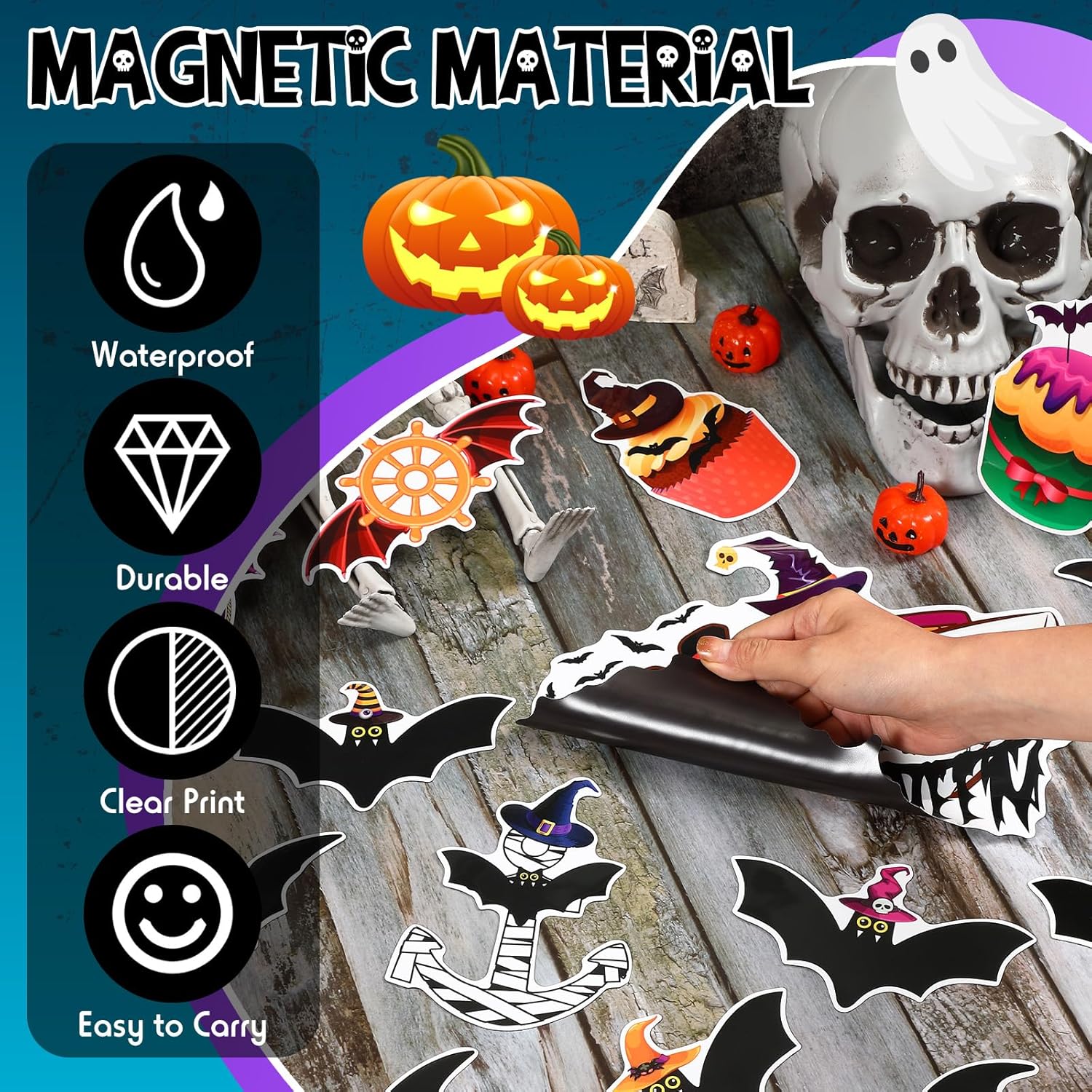16 piezas de decoración de puerta de crucero, decoración de puerta de crucero, imanes magnéticos de Halloween para automóvil, ancla, preservador de