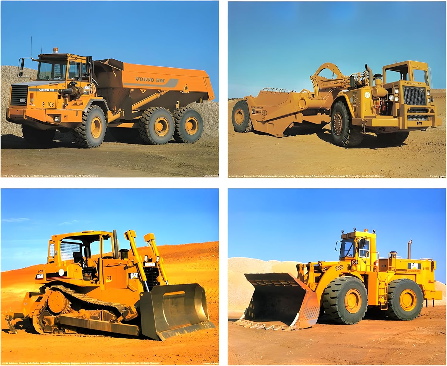Impact Posters Gallery Caterpillar Truck Wall Decor Construction Wheel Loader Dump Dozer Picture 16×20 Cuatro Set Art Print Poster