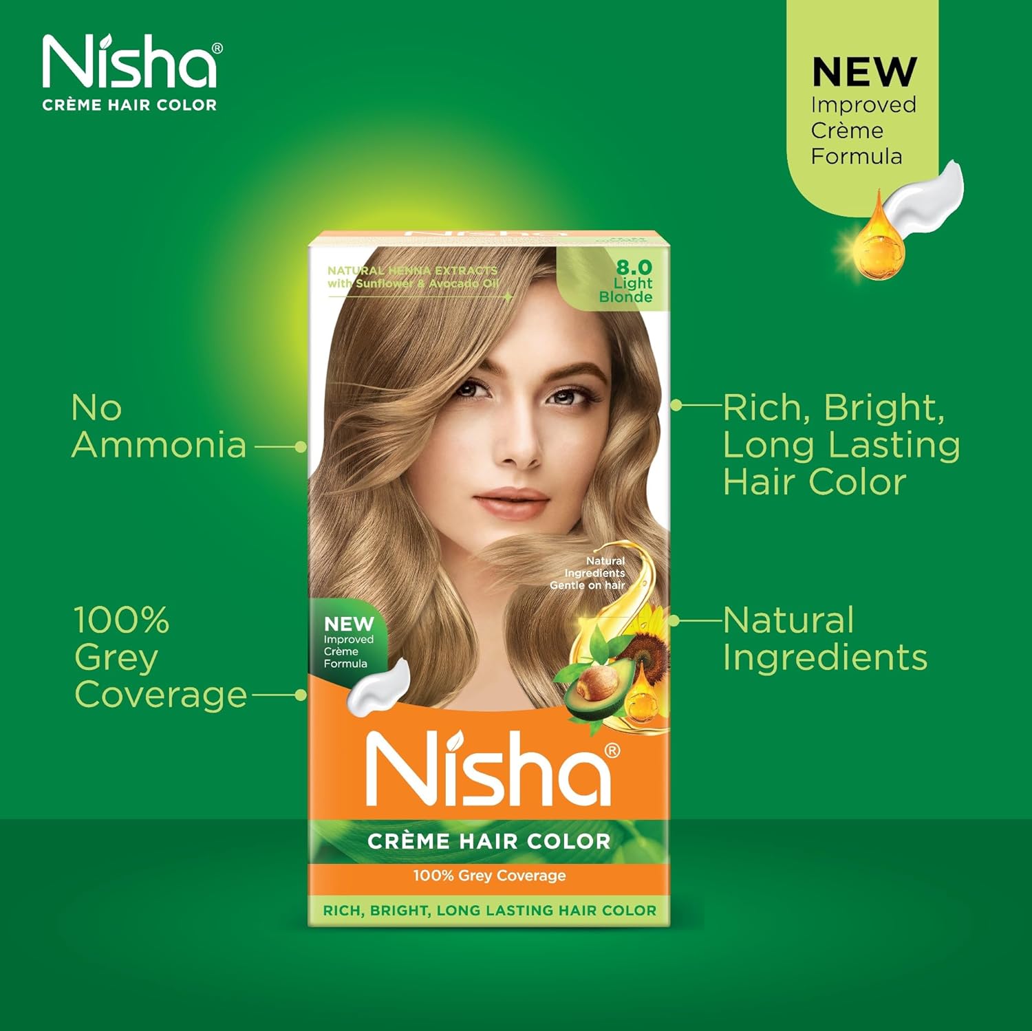 Nisha Creme – Tinte permanente para el cabello, 100 % cobertura de canas, fácil de aplicar, coloración del cabello de larga duración para un