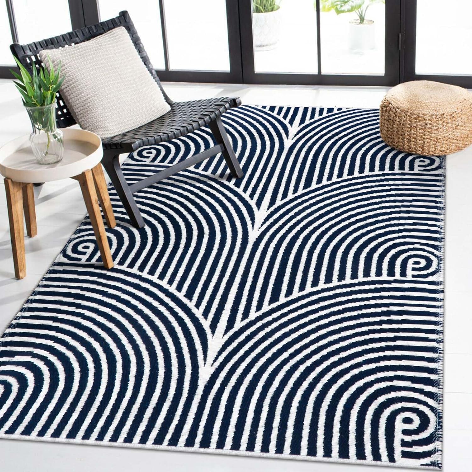 Alfombra de entrada lavable de 4 x 6 pies, alfombras de algodón tejidas para dormitorio, sala de estar, alfombra de interior y exterior, alfombra