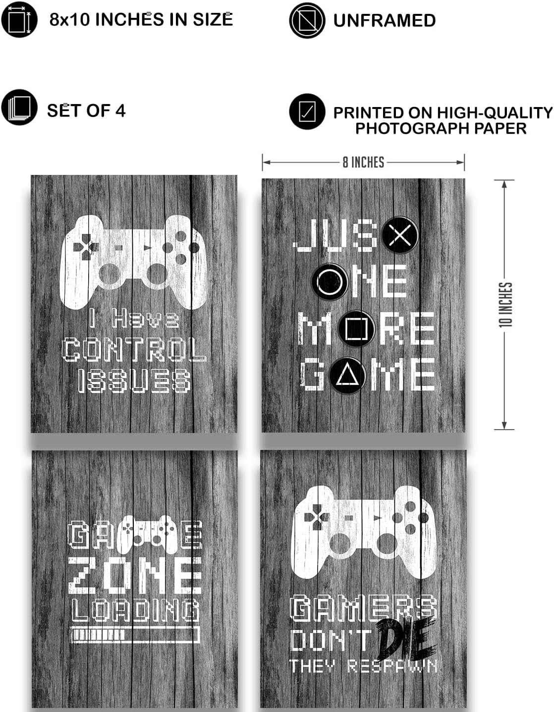 Decoración de sala de juegos para niños, cosas geniales para tu habitación, cueva de hombre, dormitorio, sala de juegos y bar, juego de 4 accesorios