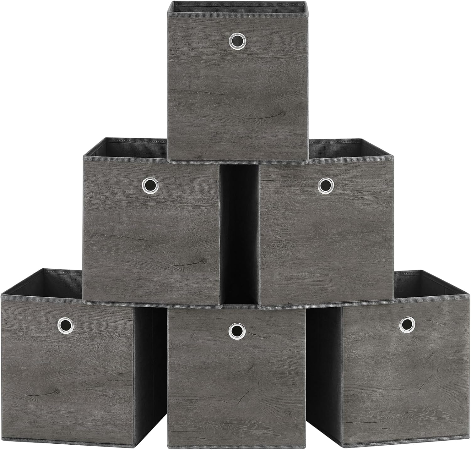 SONGMICS Cubos de almacenamiento, juego de 6 contenedores de almacenamiento con asas, cajas de almacenamiento plegables de tela Oxford y tela no