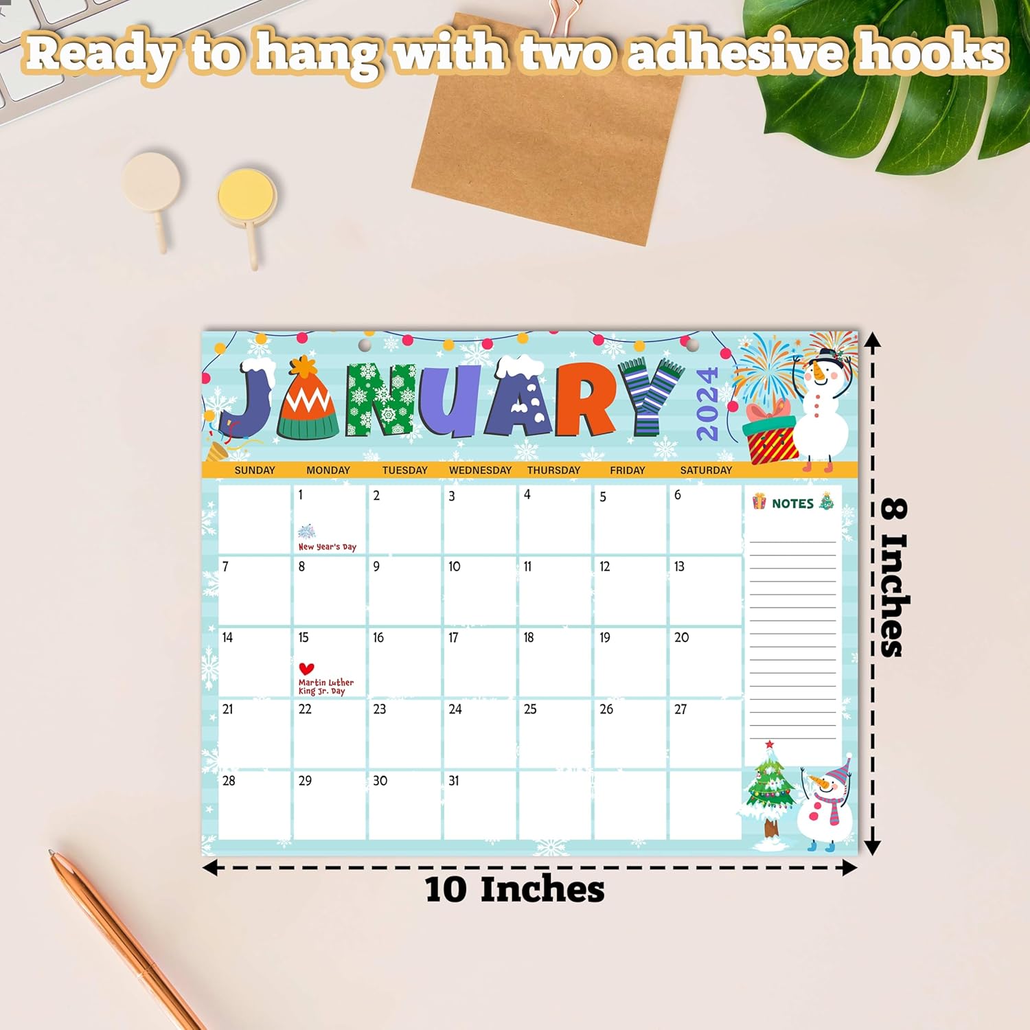 Calendario de escritorio 2024-2025, lindo calendario de mesa de garabatos de 2024 a junio de 2025, 8 x 10 pulgadas, planificador mensual de 18