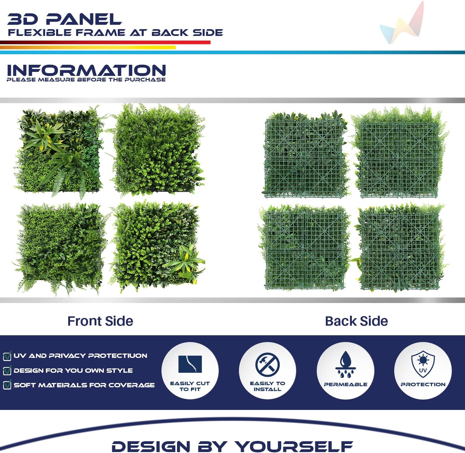 1 panel artificial de boj de 40 x 40 pulgadas, decoración de pared verde hierba sintética para decoración de interiores y exteriores, jardín, patio