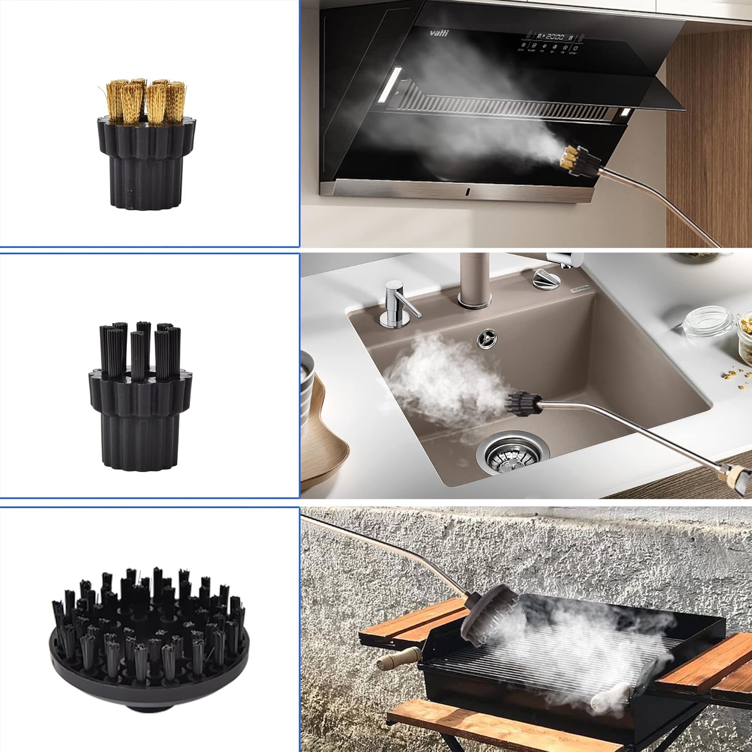 SMAYDA Limpiador de vapor portátil de alta presión con 3 cepillos y 1 raspador de vidrio que genera rápidamente vapor de alta temperatura para