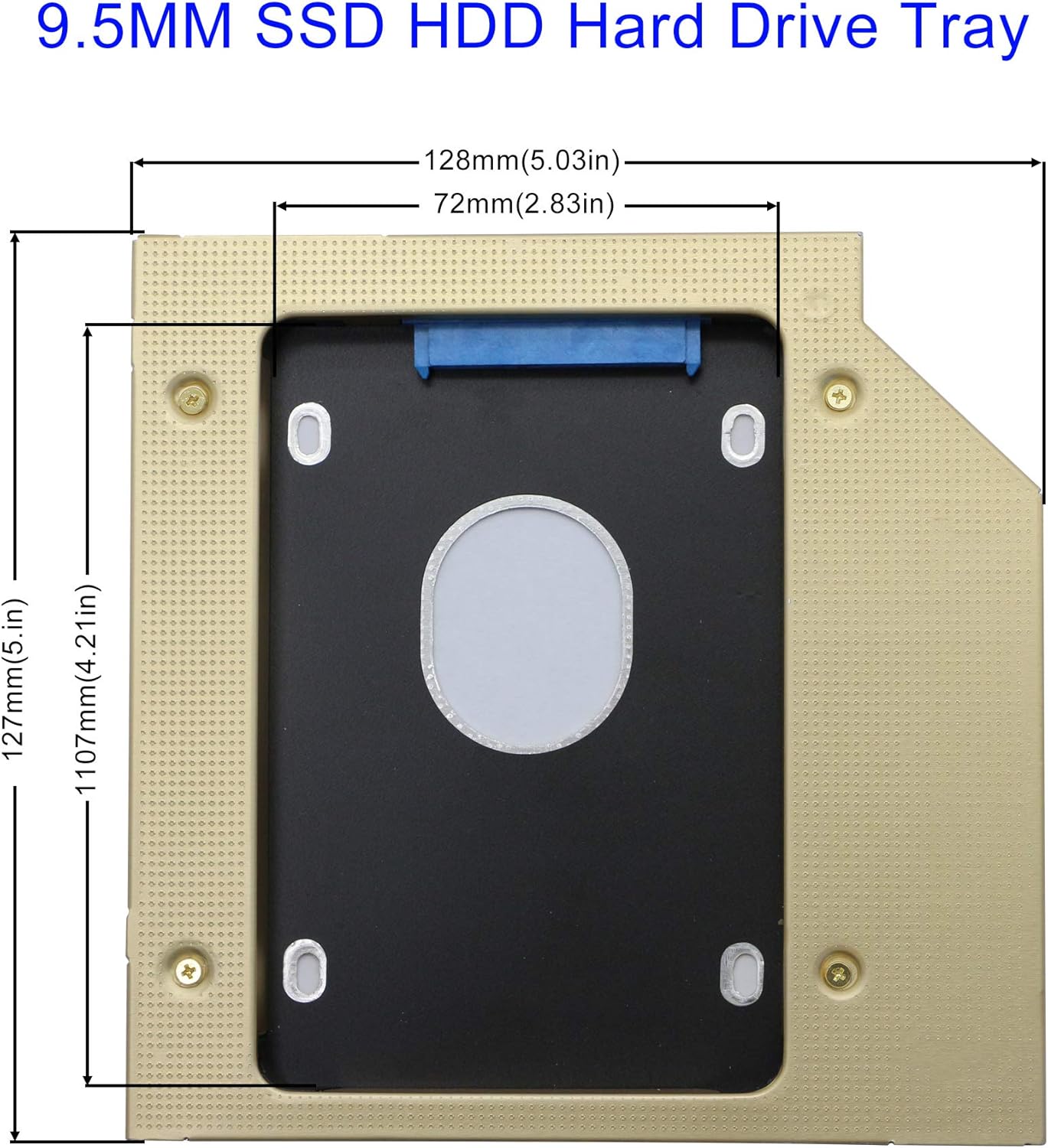 Bandeja de disco duro SATA de 2 unidad de disco duro SSD, bandeja universal de 0.374 in y 2,5 pulgadas para disco duro SATA-III y disco duro SSD,
