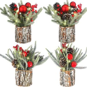 4 piezas de árbol de Navidad pequeño de 13.8 x 11.8 pulgadas, mini decoración de árbol de Navidad artificial de mesa, mini árbol de Navidad con 4 piezas de árbol de Navidad pequeño de 13.8 x 11.8 pulgadas, mini decoración de árbol de Navidad artificial de mesa, mini árbol de Navidad con