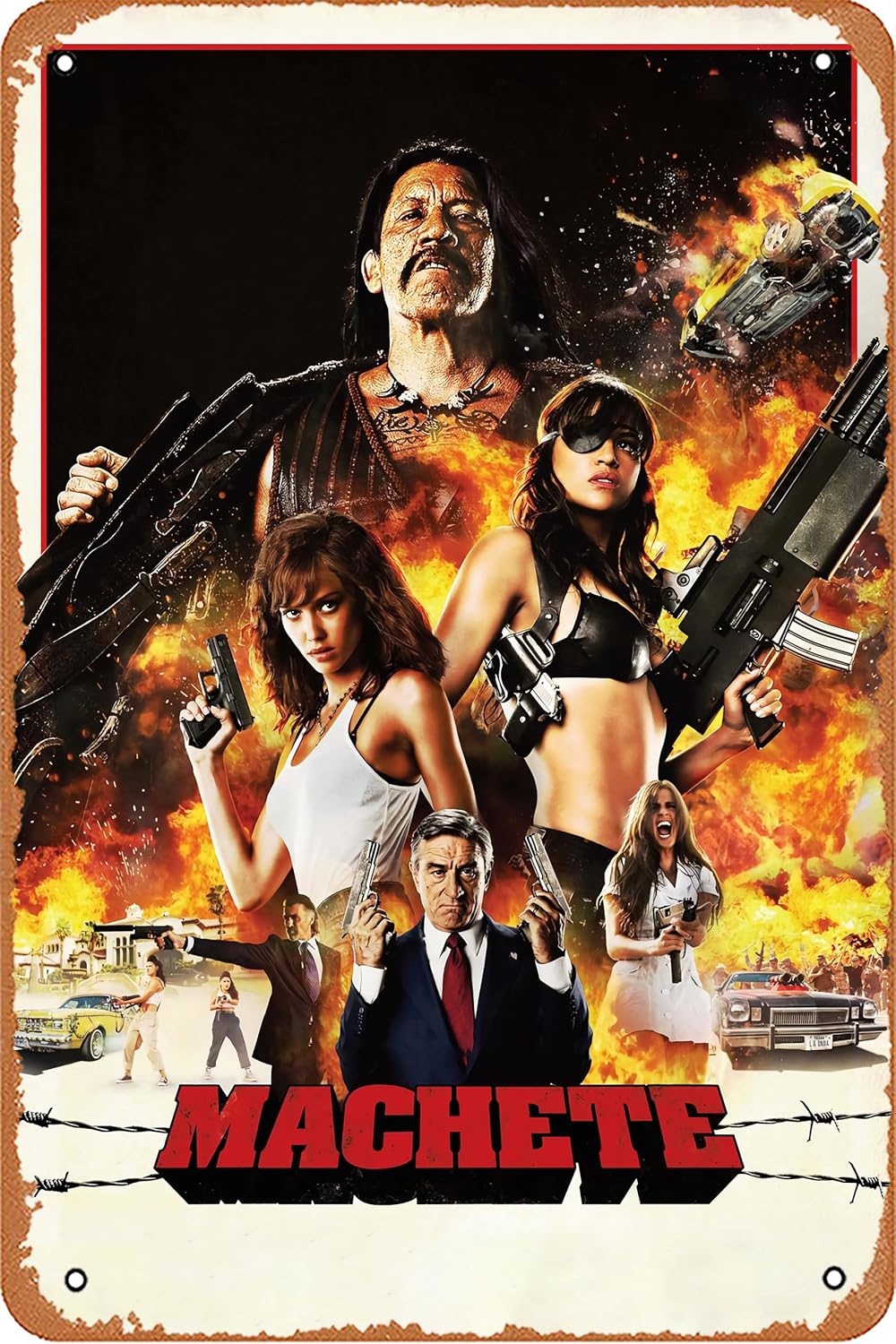 Cartel de la película de machete en la pared, letrero de metal de estañoplaca de metal, retro, vintage, metal, 8 x 12 pulgadas