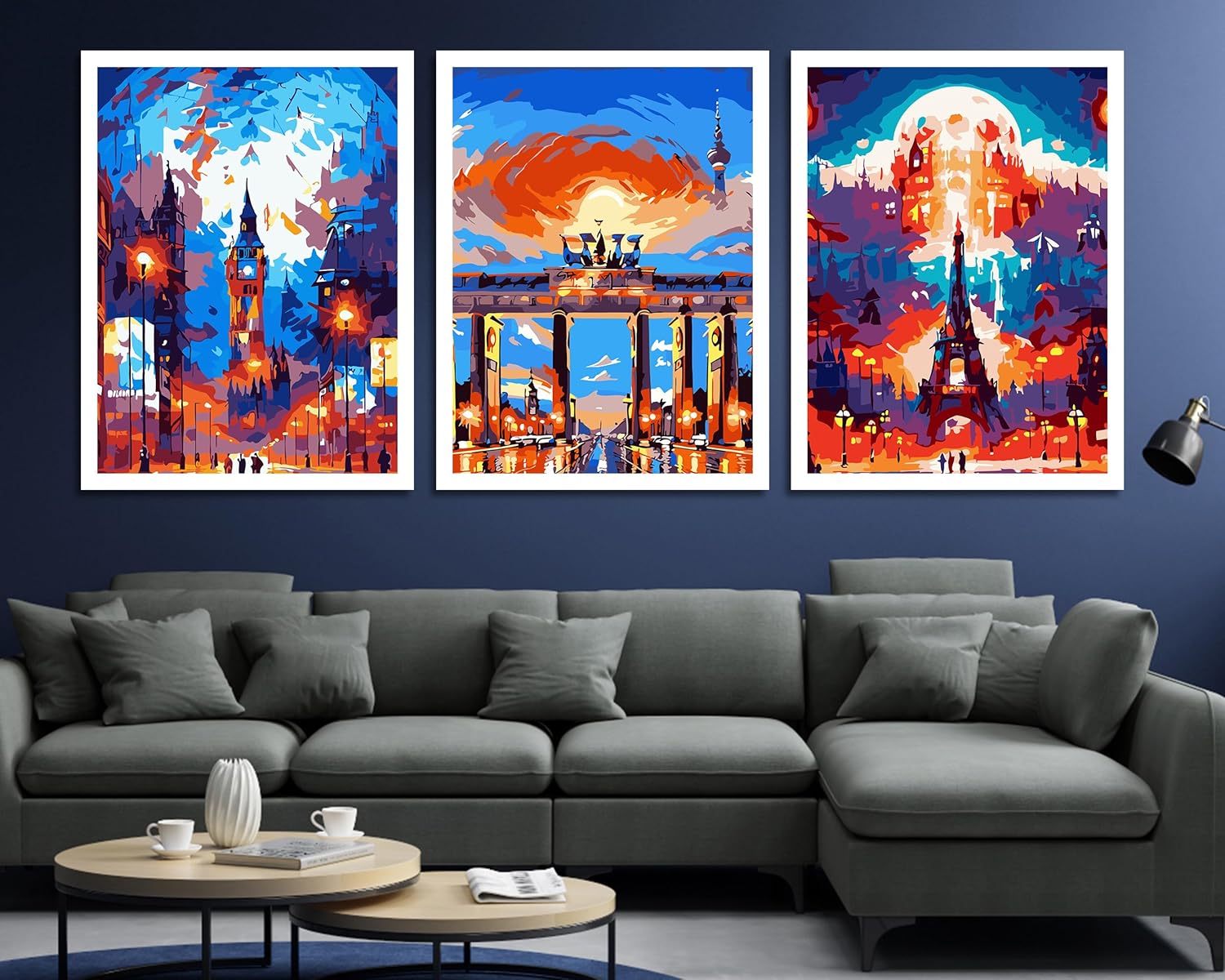 6 paquetes de pintura abstracta por números para adultos, kit de pintura acrílica fácil de paisaje por números para adultos principiantes, kits de