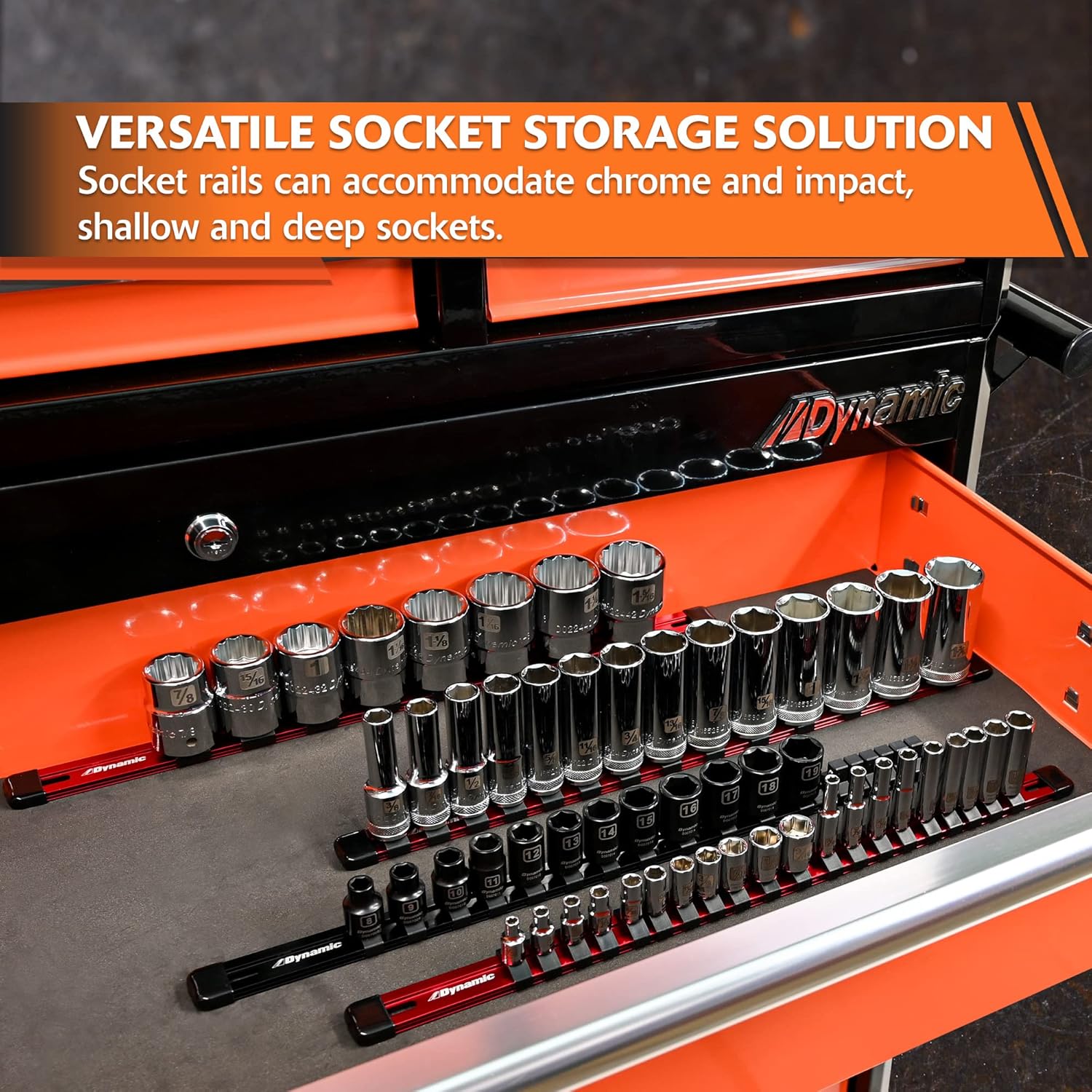 Dynamic Riel organizador de enchufes de aluminio, personalizable, duradero, compatible con la mayoría de enchufes cromados y de impacto (unidad de