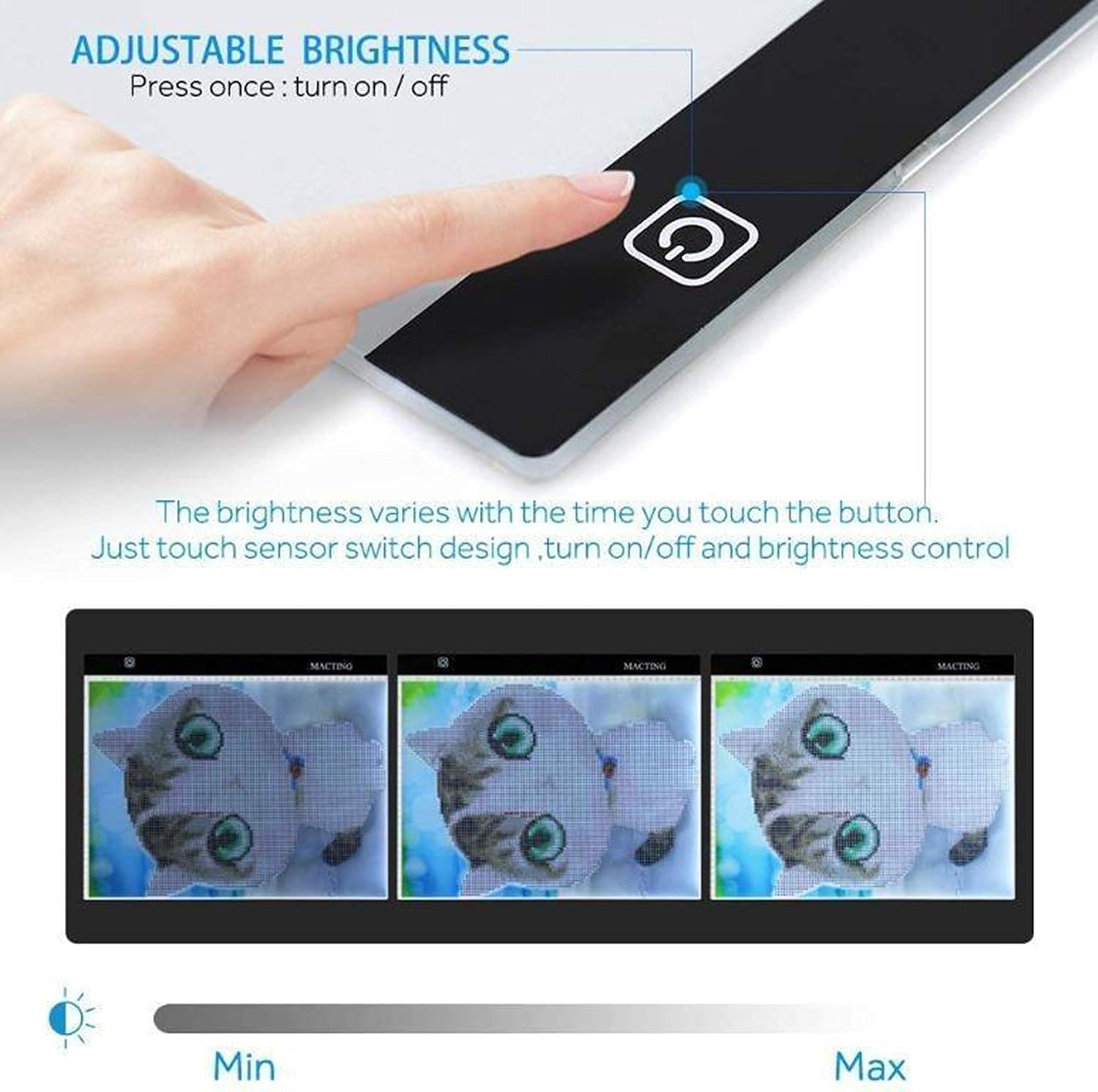 A3 – Caja de luz LED portátil ultrafina con 3 niveles de brillo, cable de alimentación USB, brillo regulable, almohadilla de luz de trazado para