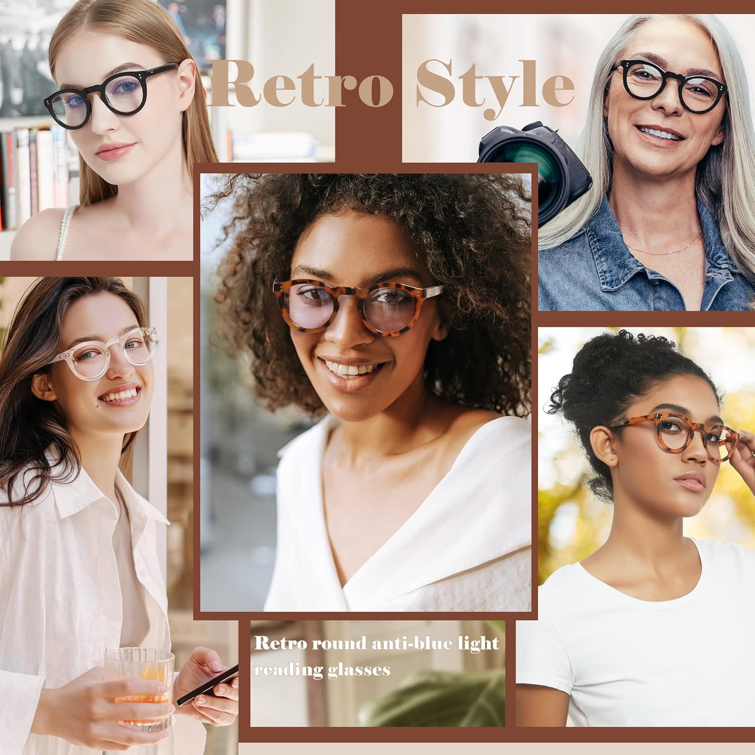 EASY READ Lentes de lectura redondos retro con bloqueo de luz azul para mujer, anti rayos UV, lentes de computadora para mujer
