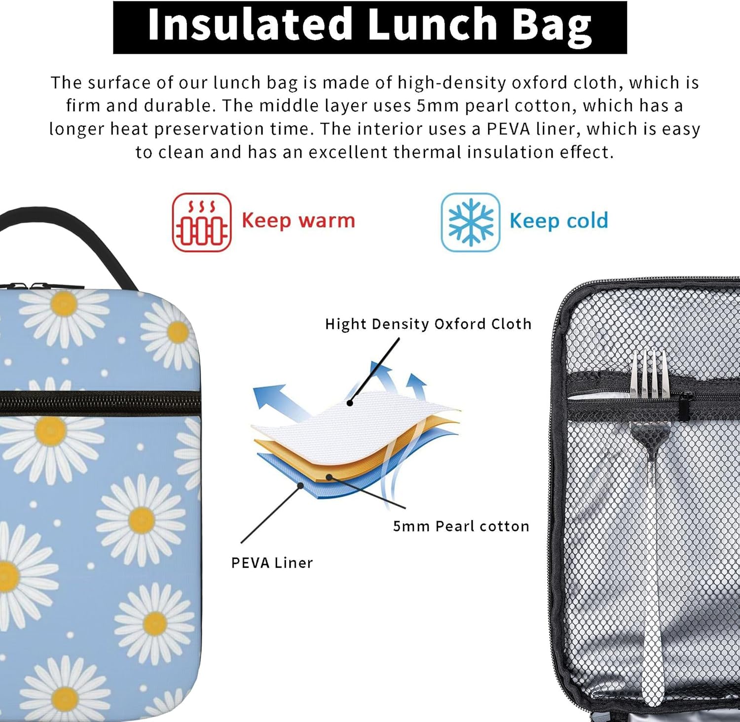 Bolsas de almuerzo aisladas reutilizables para mujeres y hombres, bolsas de almuerzo portátiles de gran capacidad para el trabajo, picnics y viajes