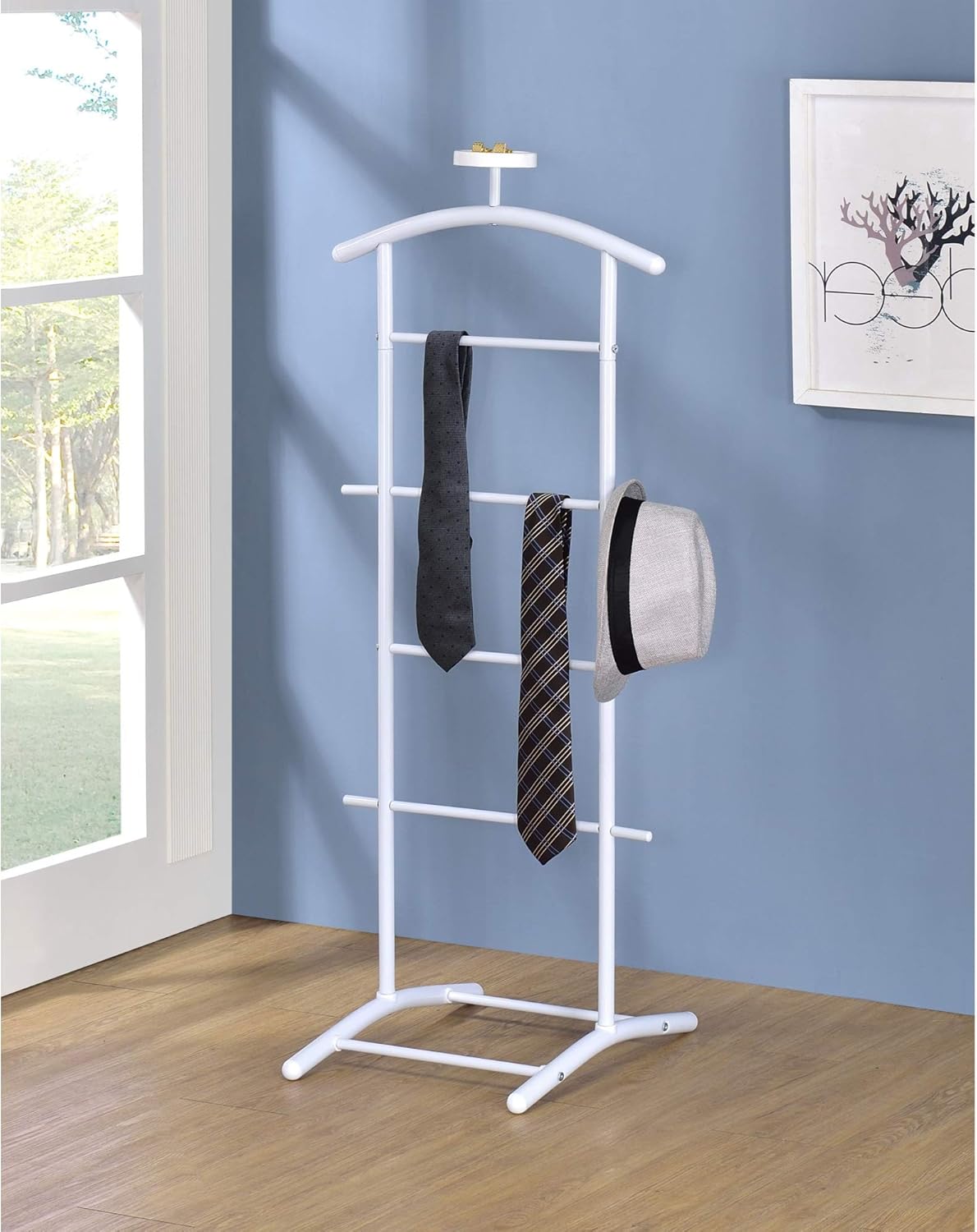 Modern Carlsen – Estante organizador de ropa, soporte de valet para trajes, metal blanco