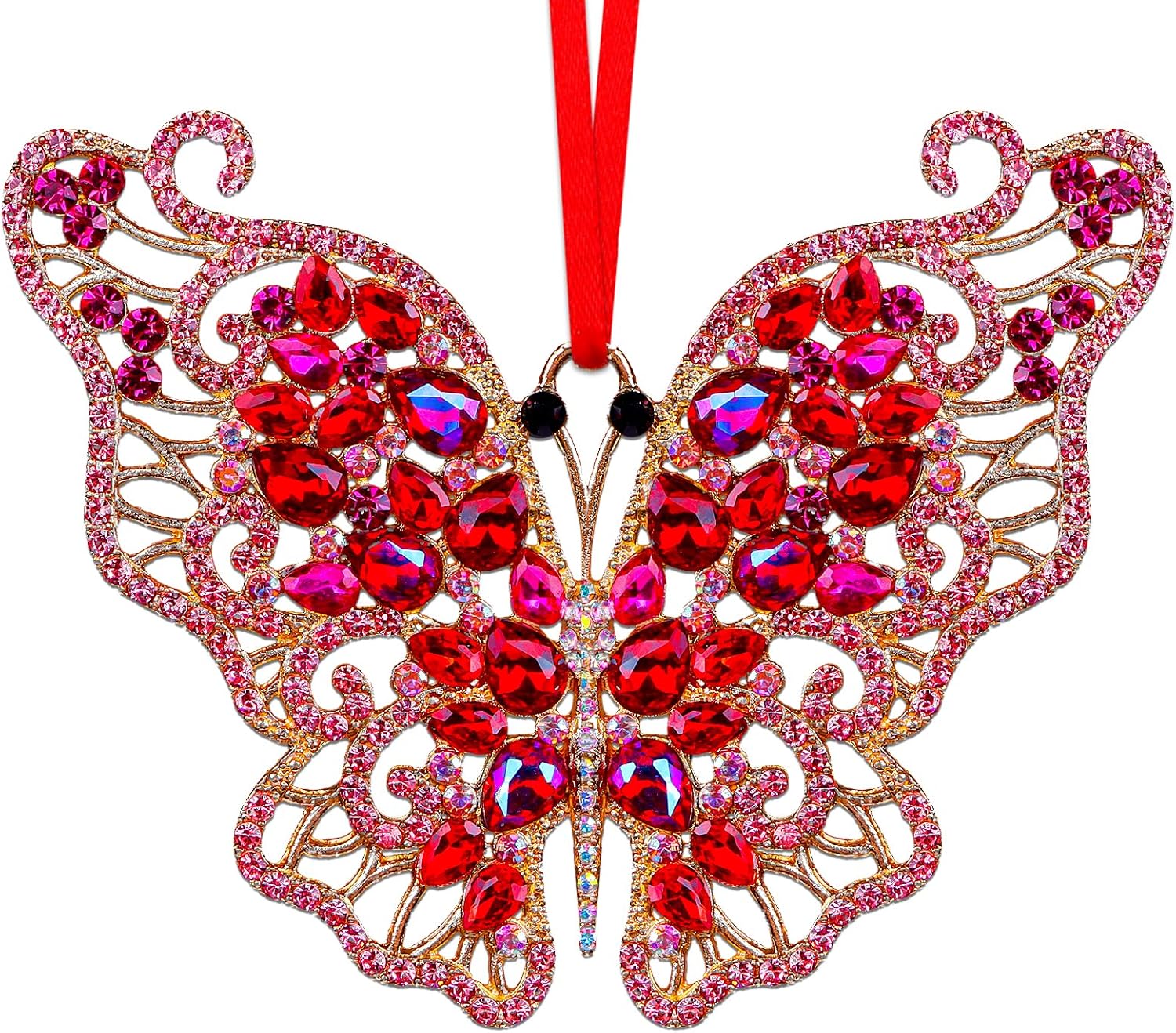 Adornos de mariposa para árbol de Navidad, adornos de mariposa rosa de metal, adorno colgante para árbol de Navidad, mariposa monarca, regalos de