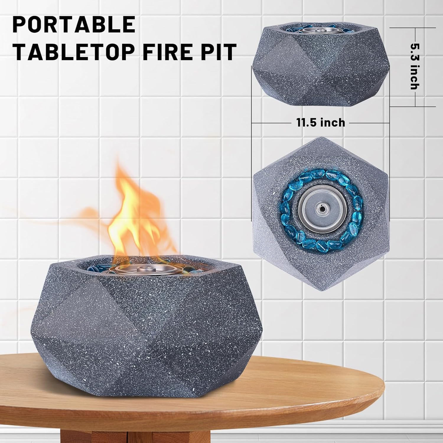 Afranti Chimenea de alcohol para fogata de mesa para interior y exterior, combustión limpia, bioetanol, chimenea sin ventilación