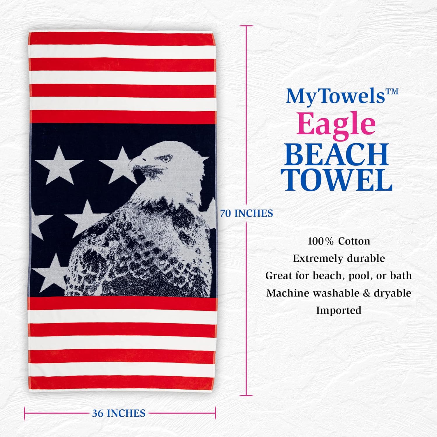 MyPillow Toalla de playa de 36 x 70 pulgadas Águila