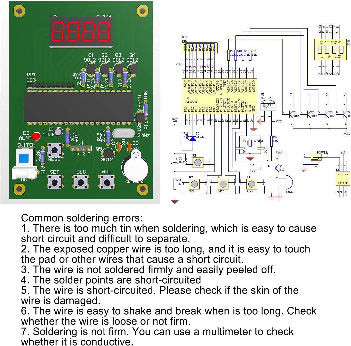 Kits de práctica de soldadura DIY DS18B20 Módulo de sensor de temperatura Kits electrónicos DIY Kit de proyecto de soldadura 32.0-210.2 F (32-210)